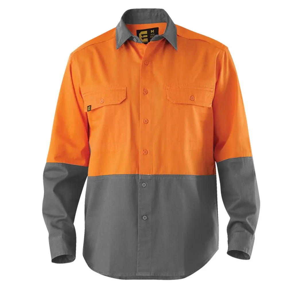 ELEVEN Workwear AEROCOOL Spliced Hi-Vis Feather Drill Shirt - RSEA Safety Outlet